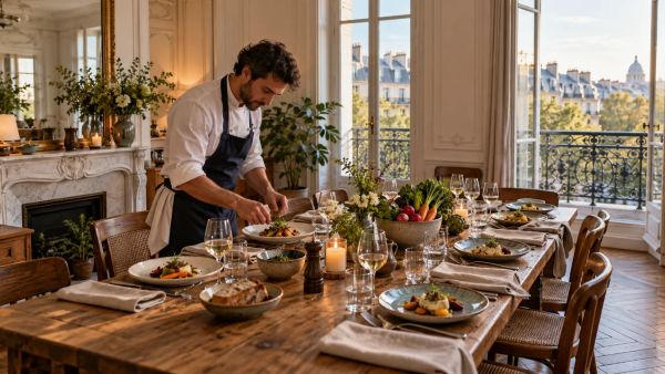 Économiser avec un chef à domicile pour un repas à huit